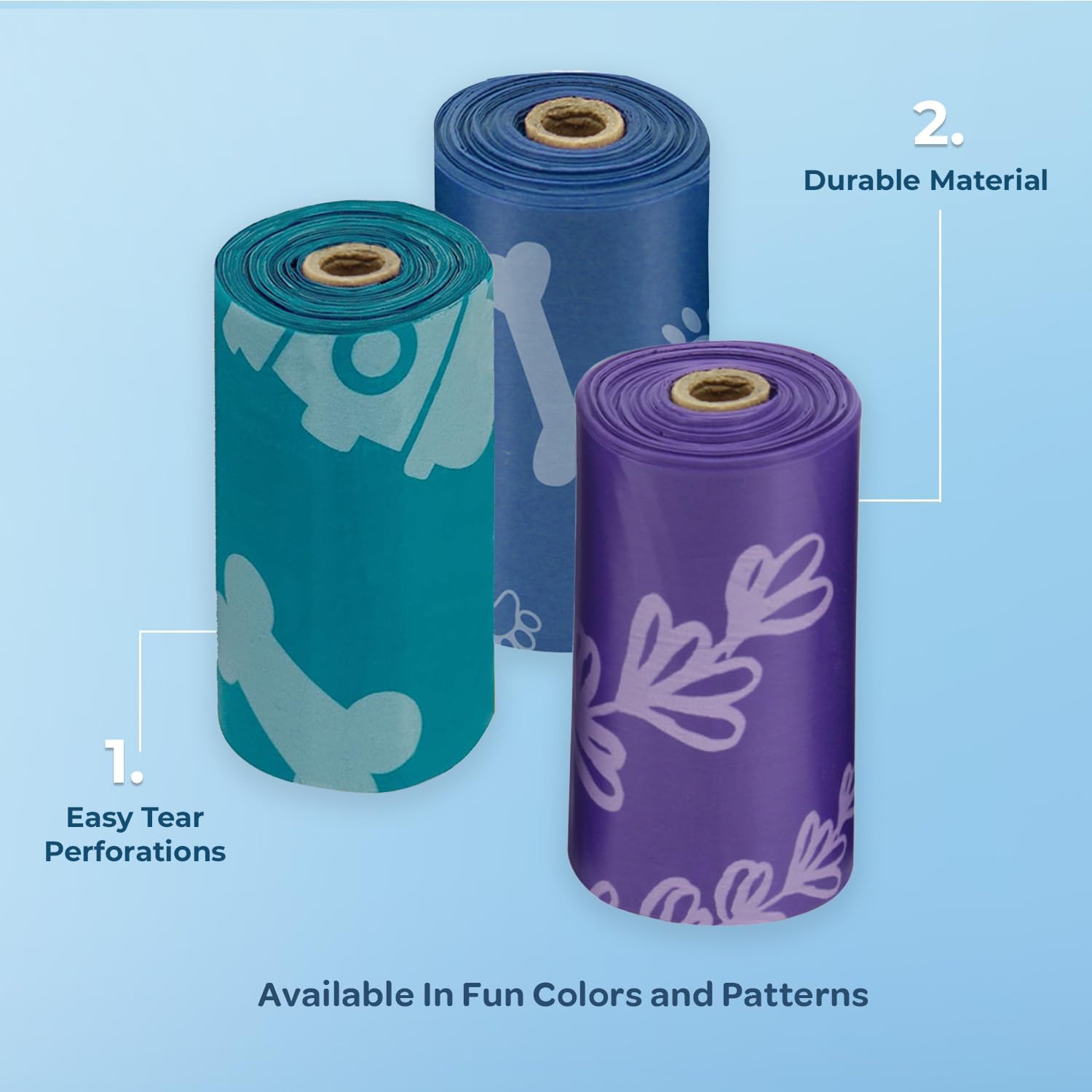 Dog Poop Bags for Waste (150 Bags) Refuse Cleanup, Doggy Roll Replacements for Outdoor Puppy Walking and Travel, Leak Proof and Tear Resistant, Thick Plastic - Assorted Colors